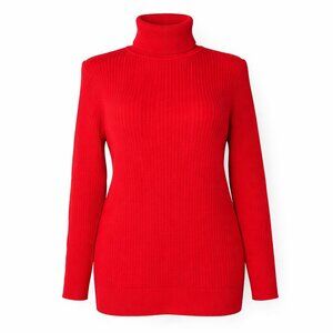 TALBOTS Ribbed Knit Turtleneck Red Long Sleeve Sweater Size X (Ladies 12W)